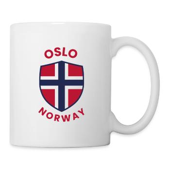 Bouclier de Norvège d’Oslo avec drapeau - Mug blanc - blanc - Droite