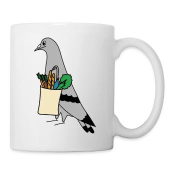 Pigeon Grocery Bag – Urban Minimal Illustration - Tasse - Weiß - Rechts