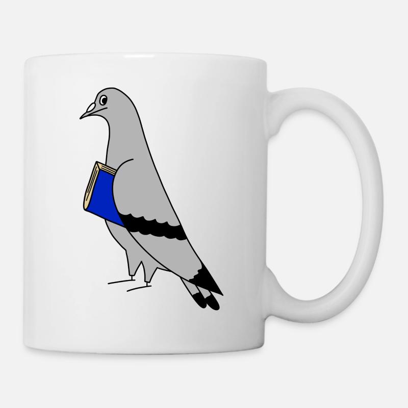 Pigeon with Book – Minimal Urban Illustration - Mug - white