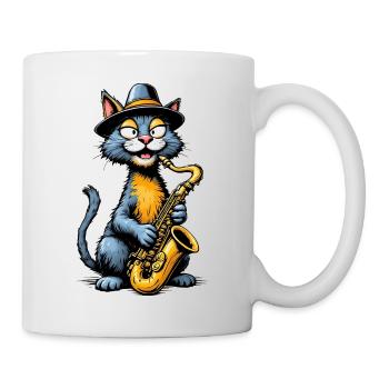 Jazz Cat au saxophone - Mug blanc - blanc - Droite