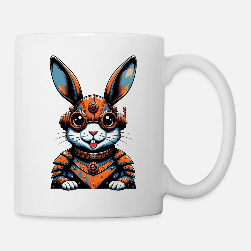 Le lapin steampunk en tenue orange - Mug blanc - blanc