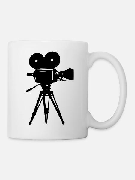 Vintage Filmkamera auf Stativ - Tasse - Weiß
