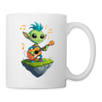 Grüner Goblin mit Gitarre - Tasse - Weiß - Rechts