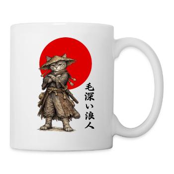 Cat Ronin Samurai Under Red Sun - Mug - white - Right