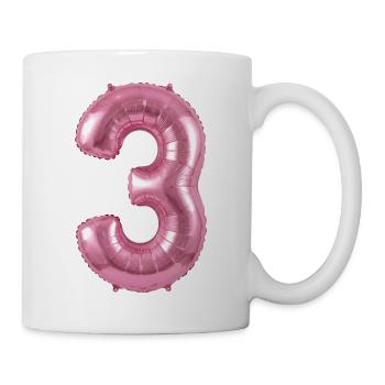 3. Geburtstag Shirt, Pinker Ballon Helium - Tasse - Weiß - Rechts