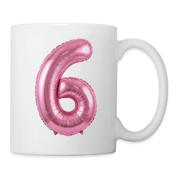 6. Geburtstag Shirt, Pinker Ballon Helium - Tasse - Weiß - Rechts
