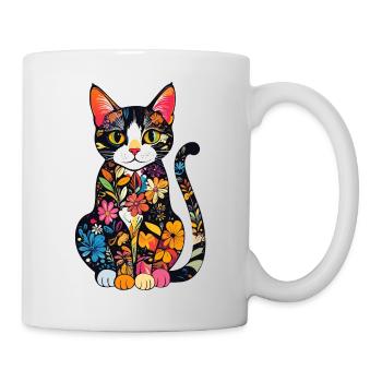 Blütenkatze Farbexplosion - Tasse - Weiß - Rechts