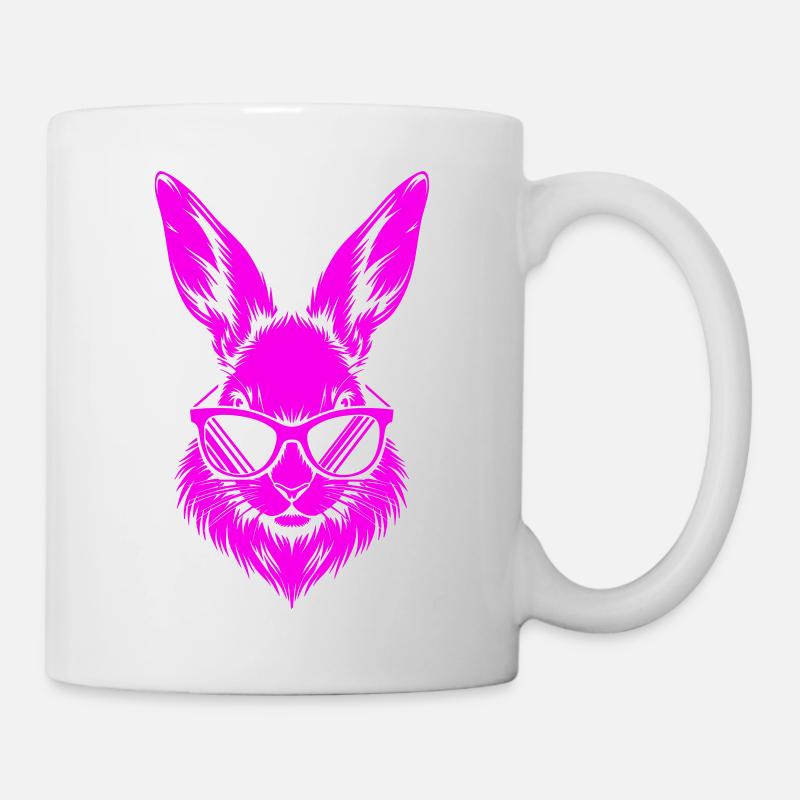 Lapin néon avec des lunettes de soleil - Mug blanc - blanc