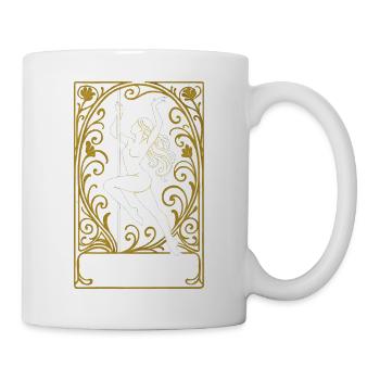 Abstrakte Pole Dance Frau im edlen Jugendstil - Tasse - Weiß - Rechts