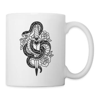Schlange mit Rosen Tattoo-Design - Tasse - Weiß - Rechts