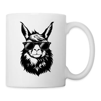 Cooler Lama Kopf mit Sonnnenbrille - Tasse - Weiß - Rechts