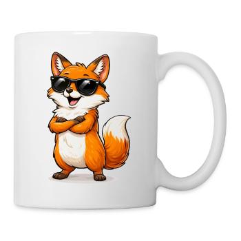 Renard cool avec des lunettes de soleil - Mug blanc - blanc - Droite