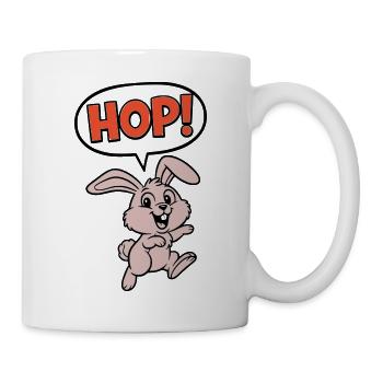 HOP! Bunny Jumping Comic Action Vector - Mug - white - Right
