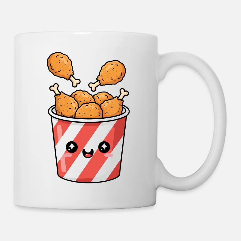 Kawaii-Brathähnchen-Eimer - Tasse - Weiß