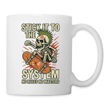 Skateboard Skeleton contre le système - Mug blanc - blanc - Droite
