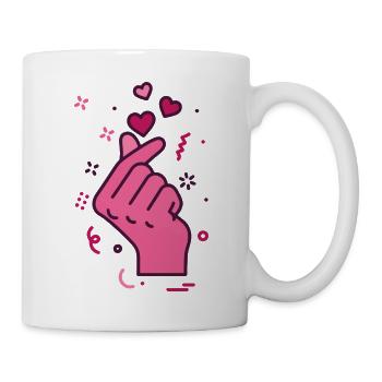 Kpop Musique coréenne Doigts mignons Cœur Amour Corée - Mug blanc - blanc - Droite