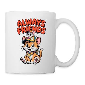 Süße Katze und Maus als beste Freunde - Tasse - Weiß - Rechts