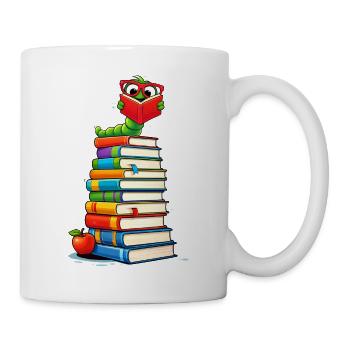 Clever bookworm with glasses - Mug - white - Right