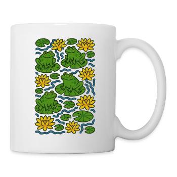 Lily Pad Frogs in Bloom Pattern - Mug - white - Right