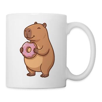 Capybara with donut cute animal motif - Mug - white - Right