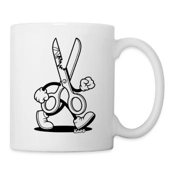 Retro Cartoon: Scissors with Feet - Mug - white - Right