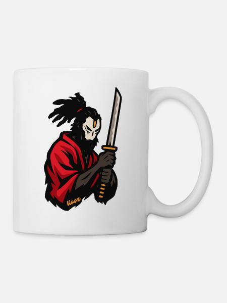 Roter Mantel Ninja Katana - Tasse - Weiß