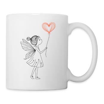 Hand drawn little fairy with heart balloon - Mug - white - Right