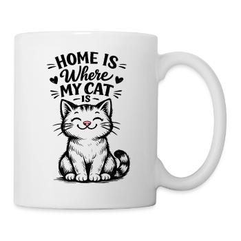 Home Is Where My Cat Is – Cute Cat Motif - Mug - white - Right