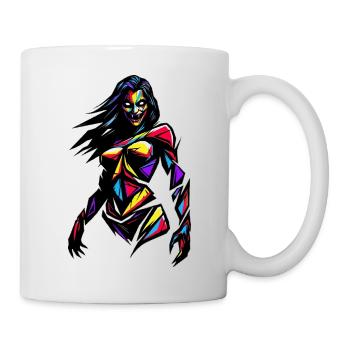 Farbenfrohe geometrische Frau - Tasse - Weiß - Rechts