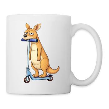 Cute kangaroo on scooter lonely in Australia - Mug - white - Right