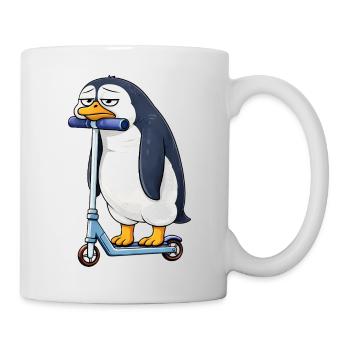 Cute Penguin Scooter Lonely Boredom - Mug - white - Right