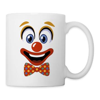 Clown face with colorful bowtie carnival - Mug - white - Right