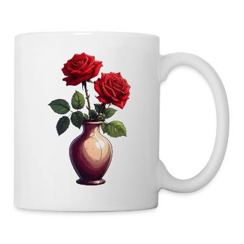 Two red roses as a sign of love - Mug - white - Right