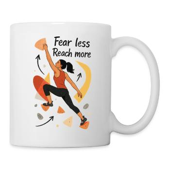 Motivation pour le bloc – Moins de peur. Atteindre plus de portes. - Mug blanc - blanc - Droite