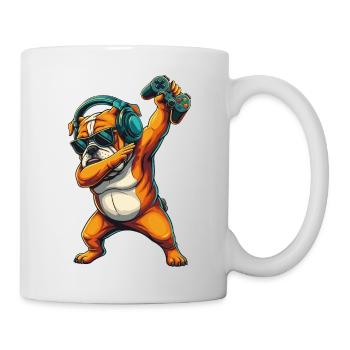 Gamer Bulldogge Hund spielt Videospiele Kunst - Tasse - Weiß - Rechts