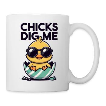 Chicks Dig Me Funny Duck Egg Design - Mug - white - Right
