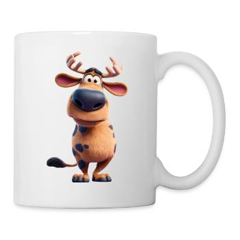 Drolliger Elch: Süßes 3D-Cartoon Tier Design - Tasse - Weiß - Rechts