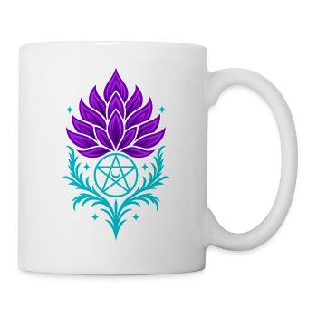 Distel mit Pentagramm - Spirituelles Symbol - Tasse - Weiß - Rechts