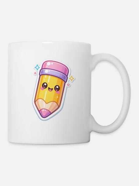 Kawaii Bleistift Glanz Design - Tasse - Weiß