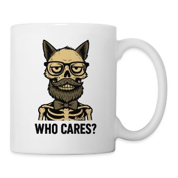 Homme chat-crâne avec barbe et lunettes - Mug blanc - blanc - Droite