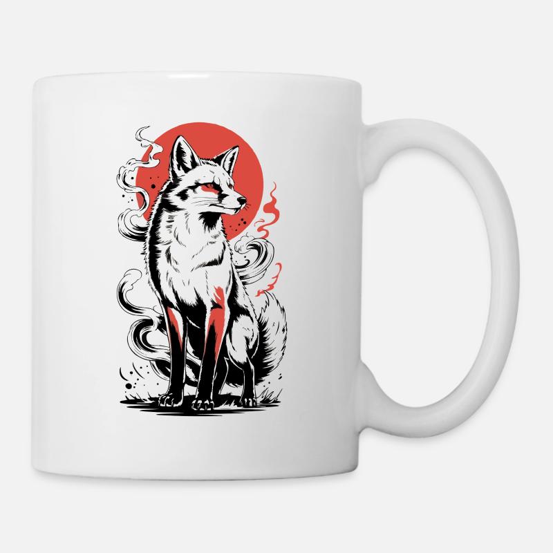 Kraftvoller Fuchs mit Sonne - Tasse - Weiß