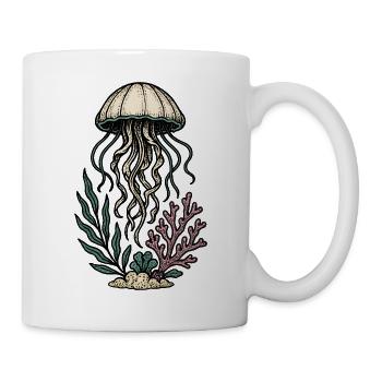 Jellyfish and Coral Underwater Illustration - Mug - white - Right