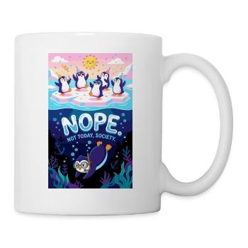 Non, Pas aujourd’hui, la société Penguin - Mug blanc - blanc - Droite