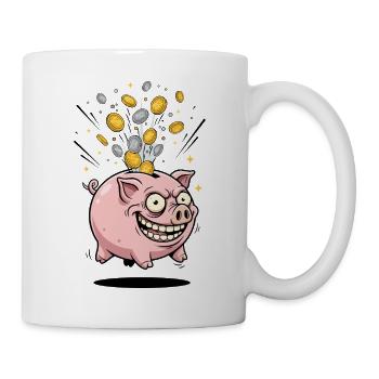 Sparschwein Münzregen Spaß - Tasse - Weiß - Rechts