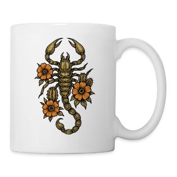 Scorpion ancien avec des fleurs - Mug blanc - blanc - Droite