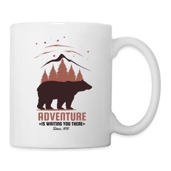 Das Abenteuer wartet dort auf dich. Bear Camping - Tasse - Weiß - Rechts