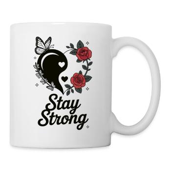 Stay Strong Shirt – Yin Yang Heart with Roses - Mug - white - Right