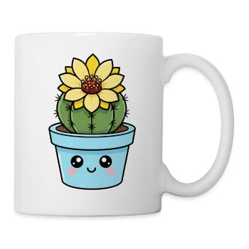 Kawaii-Kaktus im Blütentopf - Tasse - Weiß - Rechts
