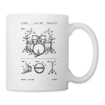 Trommelsatz-Bauplan - Tasse - Weiß - Rechts