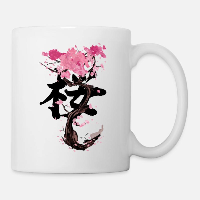 Sakura-Baum mit seinem Kanji - Tasse - Weiß
